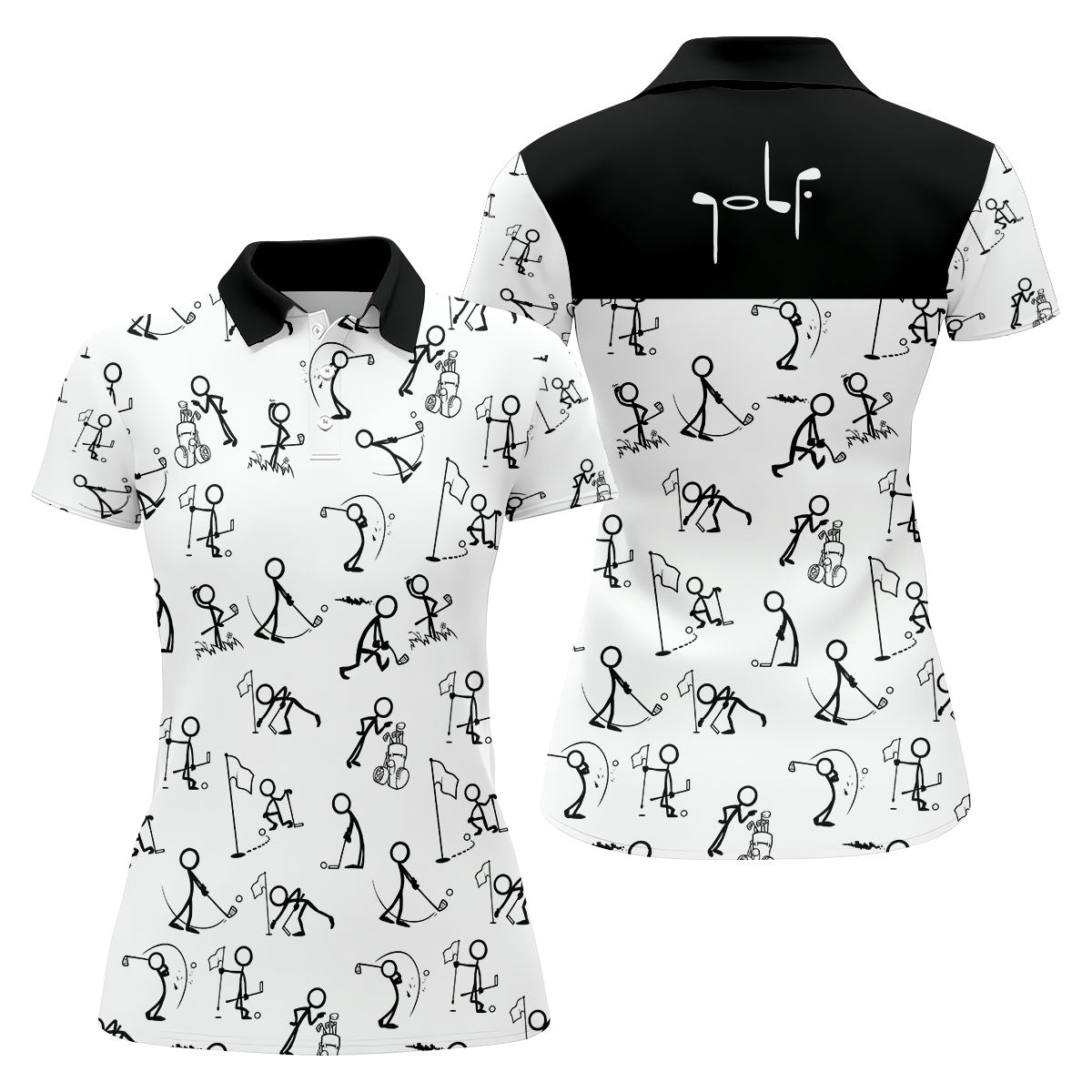Personalized Funny Golf Shirts For Ladies, Black And White Golf Shirts, Golf Gifts For Ladies, Matching Golf Shirts