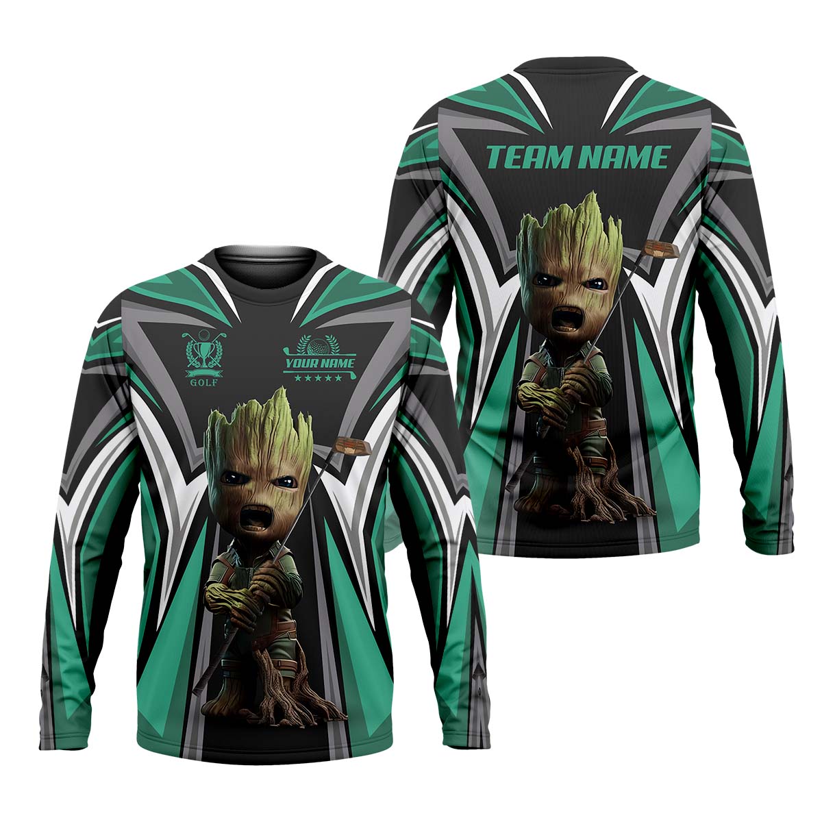 Angry BabyGroot Customize Golf Polo Shirt, Gift For Golfers, Golf Gift Ideas