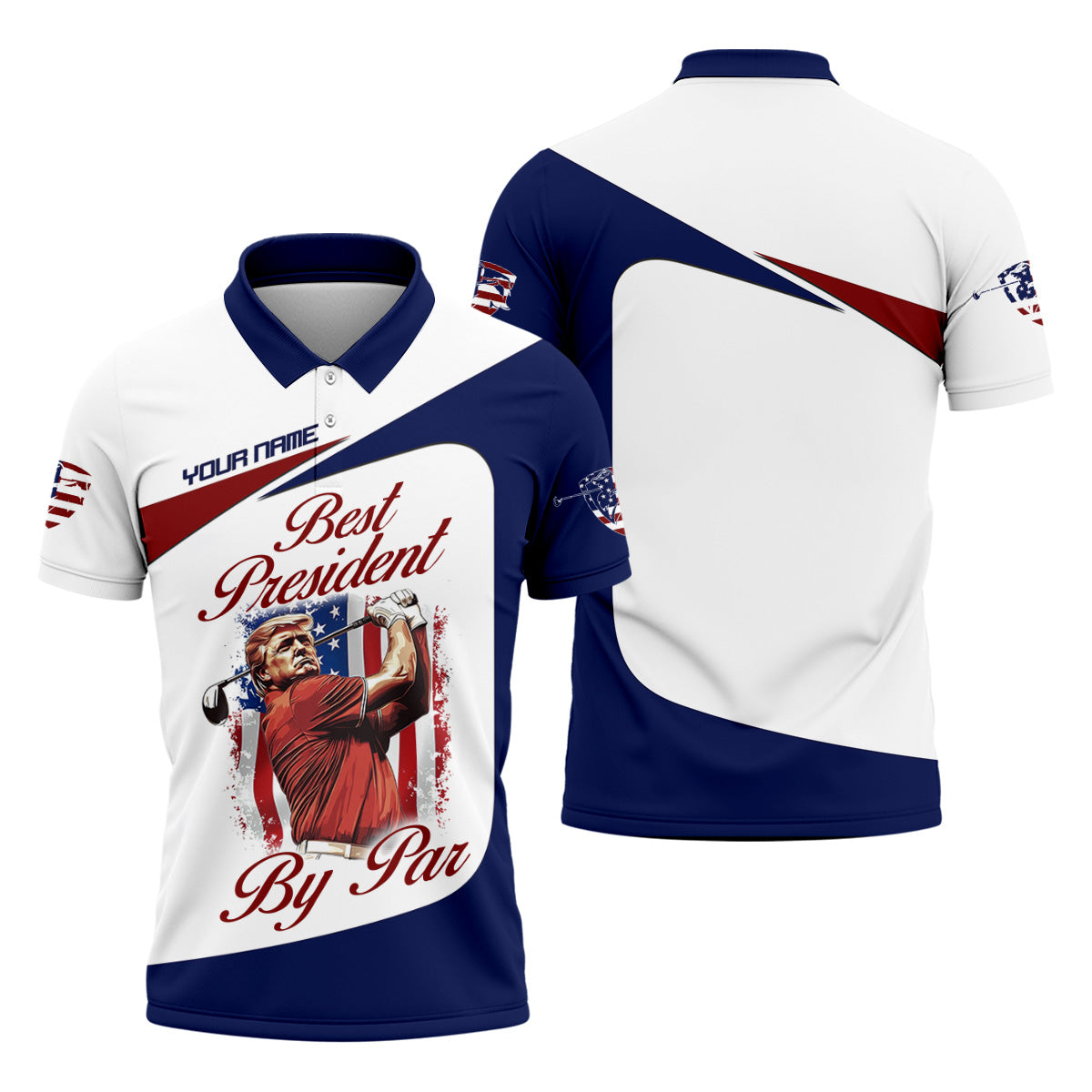 Trump Best President By Par Custom Funny Golf Polo Shirt For Men, Christmas Golf Gift