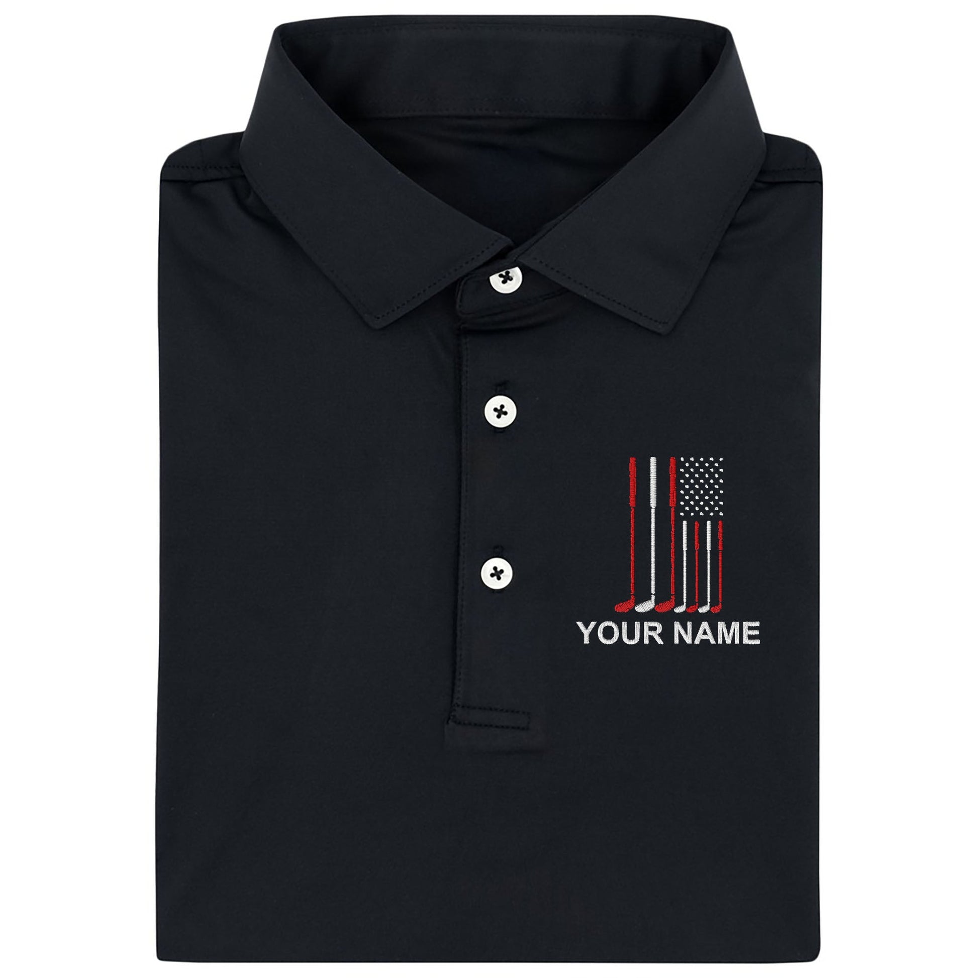 American Flag Custom Embroidered Golf Polo Shirt, Dad Golf Gift