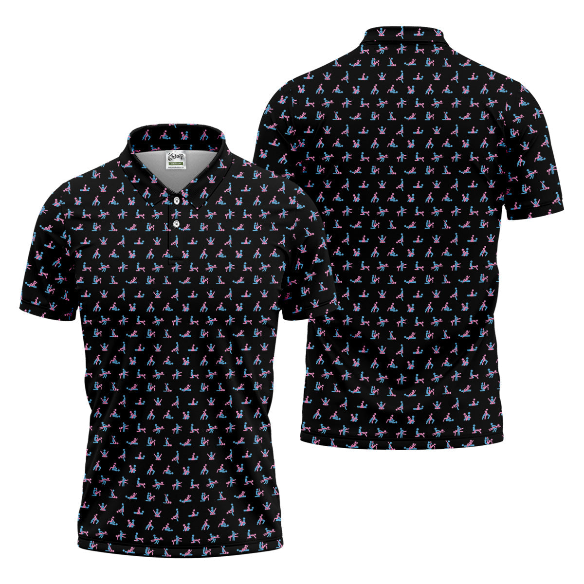 Funny Stick Figure Men's Golf Polo Shirt, Funny Position Golf Polo, Fun Men Golf Shirts, Golf Gift For Him