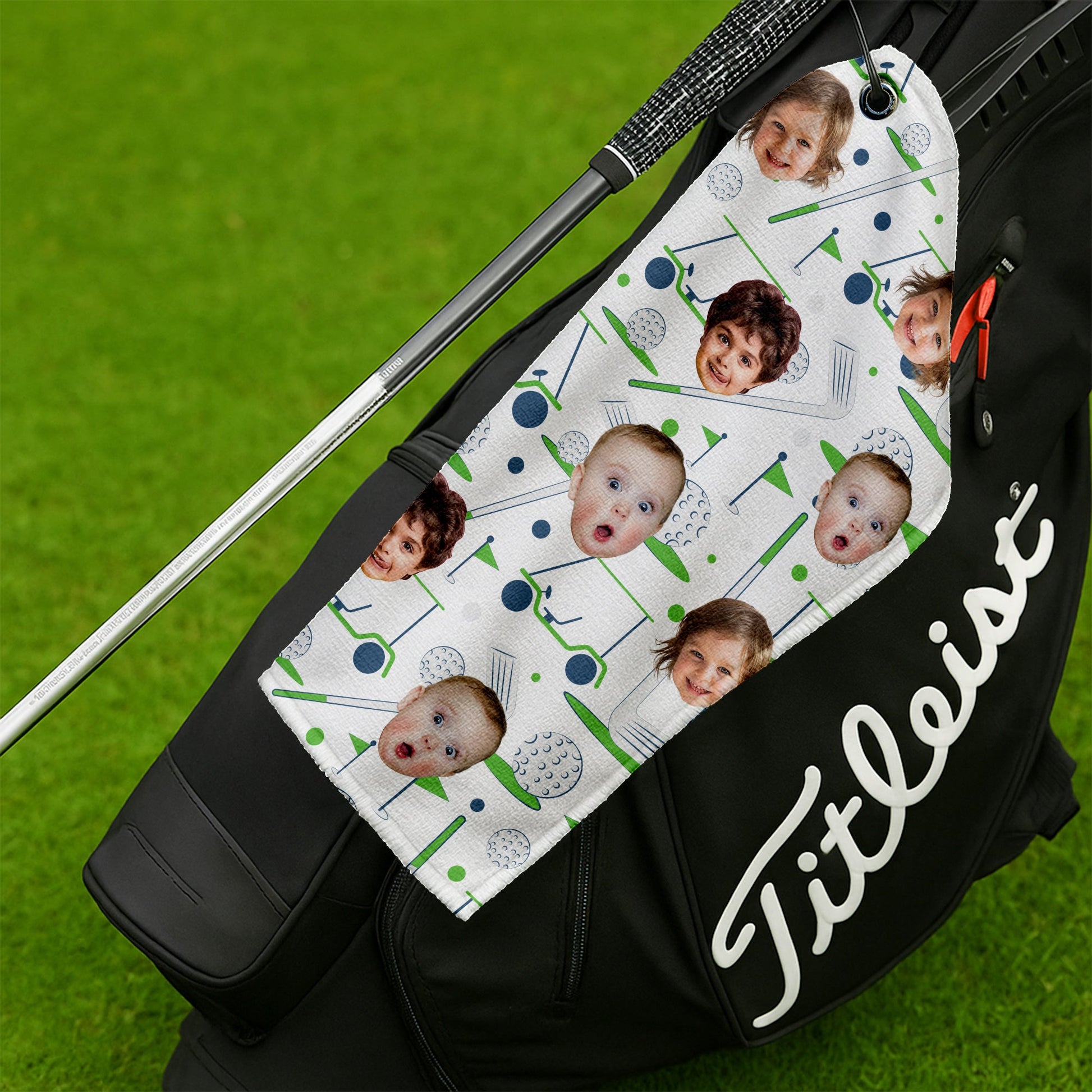 Custom Golf Towel With Kids Photo, Funny Golf Towel, Golf Rag, Christmas Golf Gift