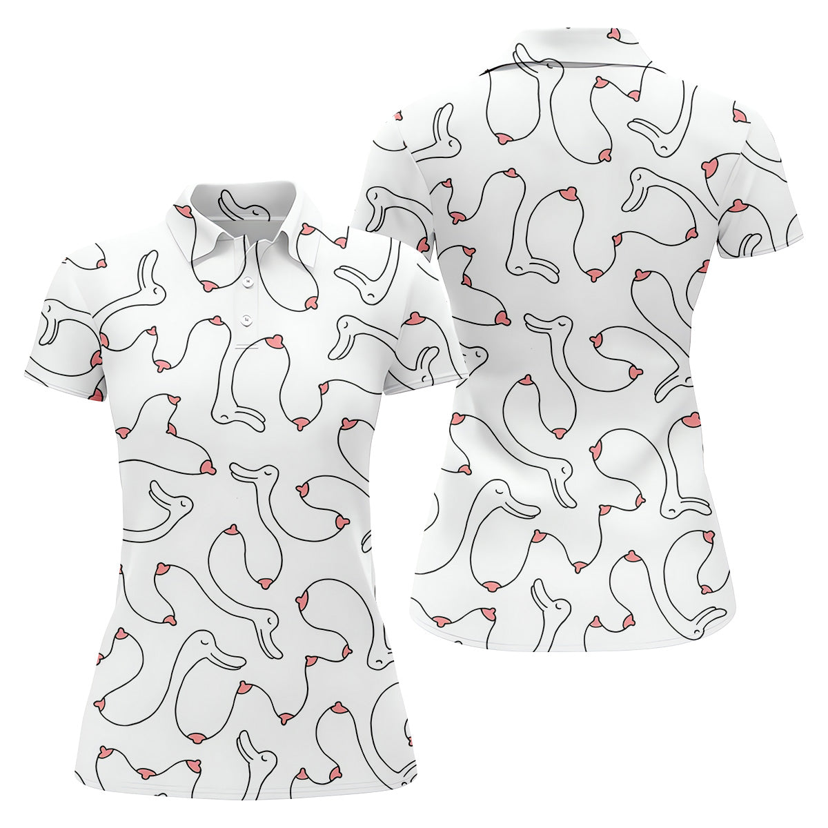 Funny Boob Goose Womens Golf Polo Shirt, Ladies Golf Clothes, Custom Ladies Golf Shirt