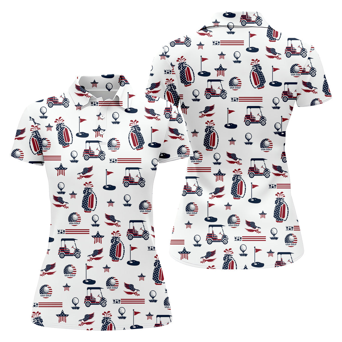 Patriotic USA Funny Womens Golf Polo Shirt,  Patriotic Golf Shirt, USA Golf Shirt, Custom Ladies Golf Shirt