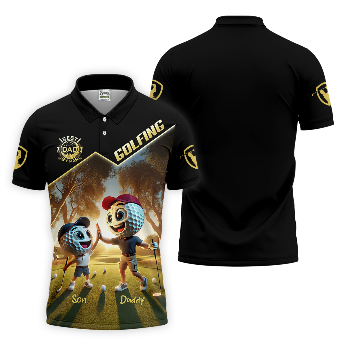 Best Dad By Par Custom Men's Golf Polo Shirt, Dad Golf Gift, Christmas Golf Gift
