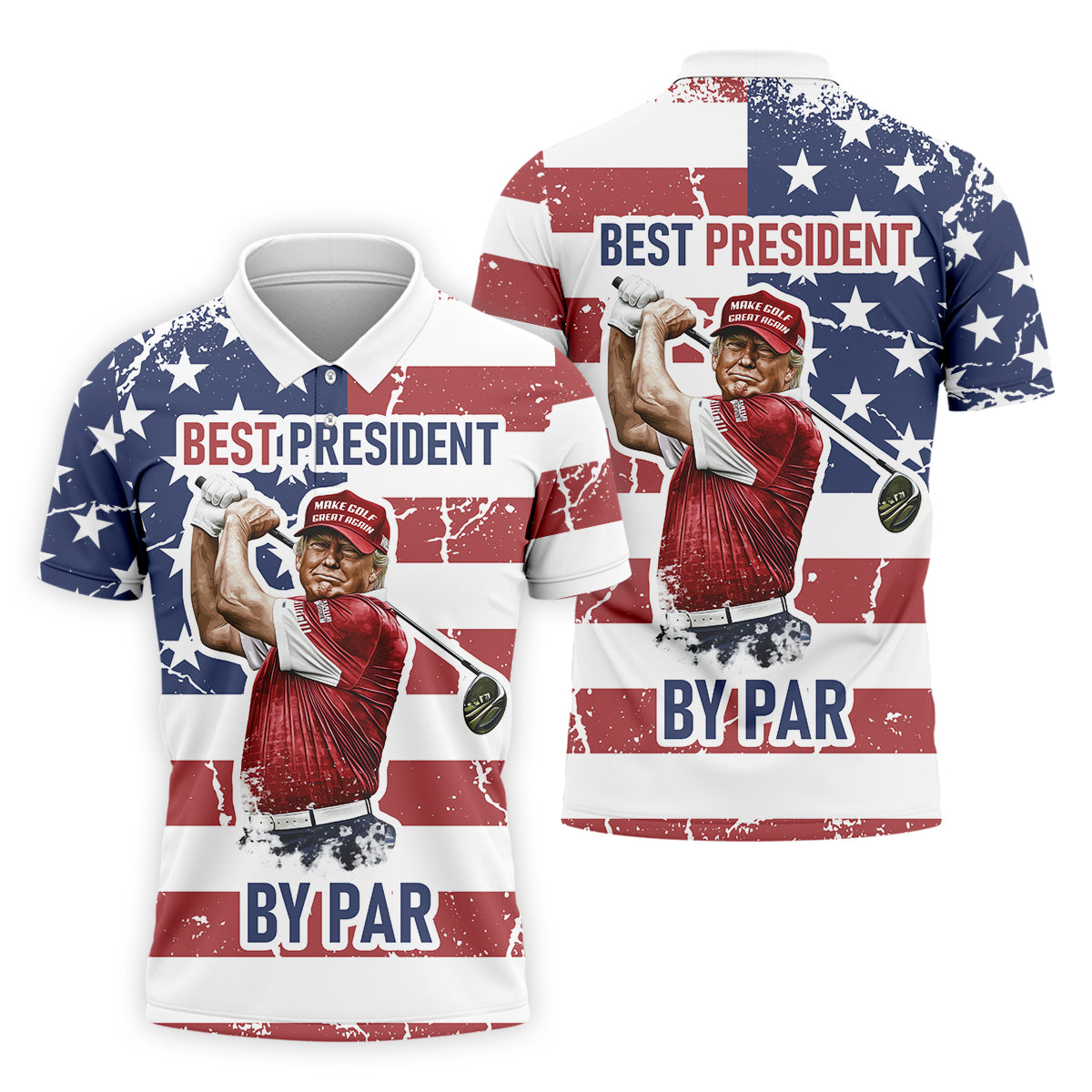 Best President By Par Men's Golf Polo Shirt, Funny Trump Shirt, Christmas Golf Gift