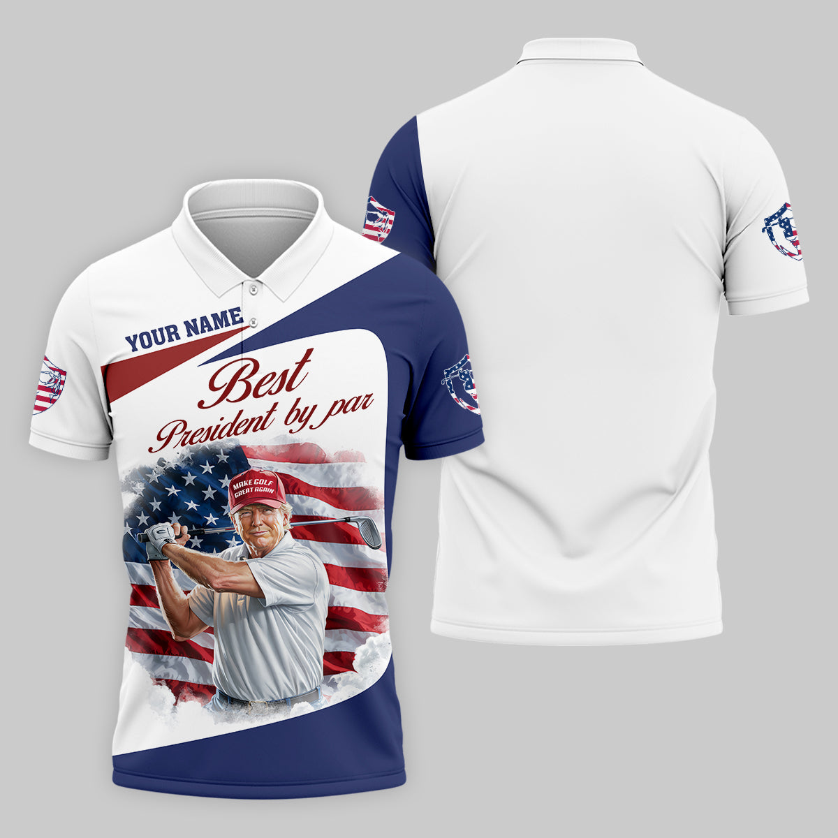 Best President By Par Custom Funny Golf Polo Shirt, Trump Shirt, Christmas Golf Gift