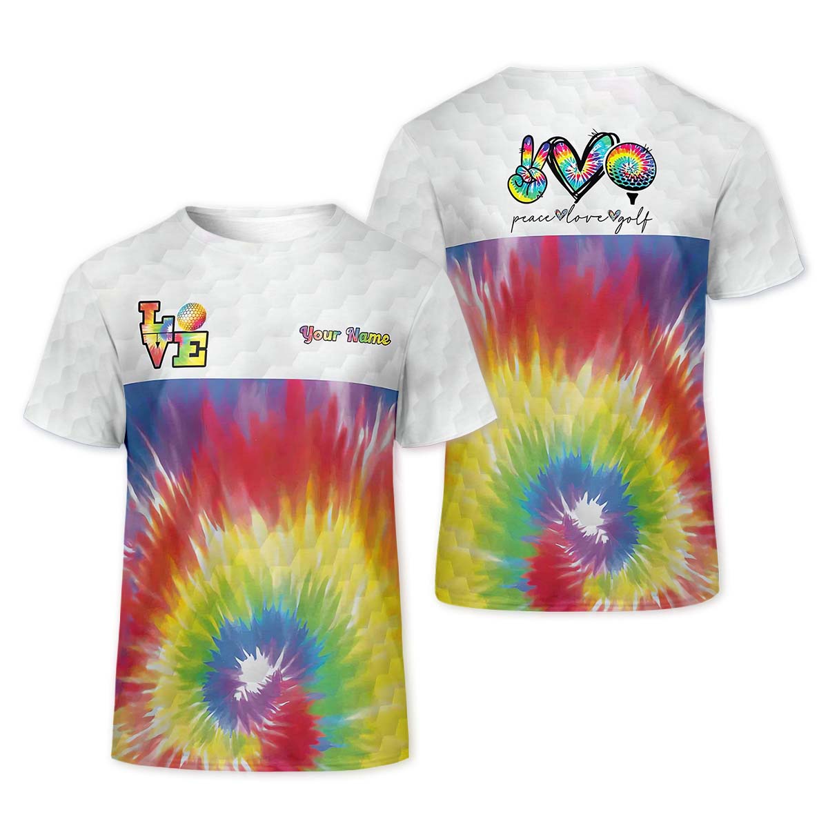 Peace Love Golf Tie Dye Sleeve Polos Womens, Custom Ladies Golf Shirt