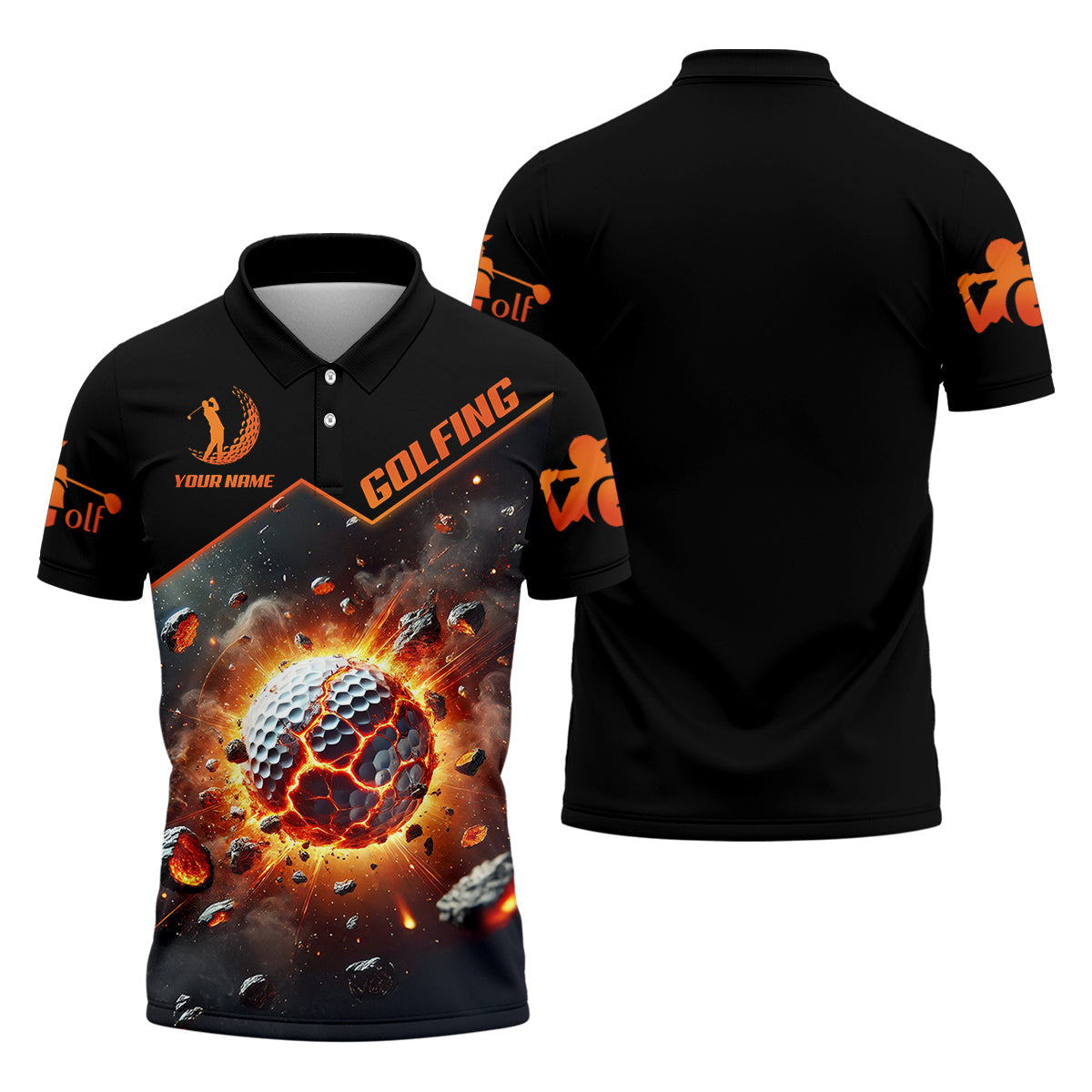 Galactic Golf Men's Golf Polo Shirt, Golfing Apparel, Mens Golf Gift, Funny Golf Shirt