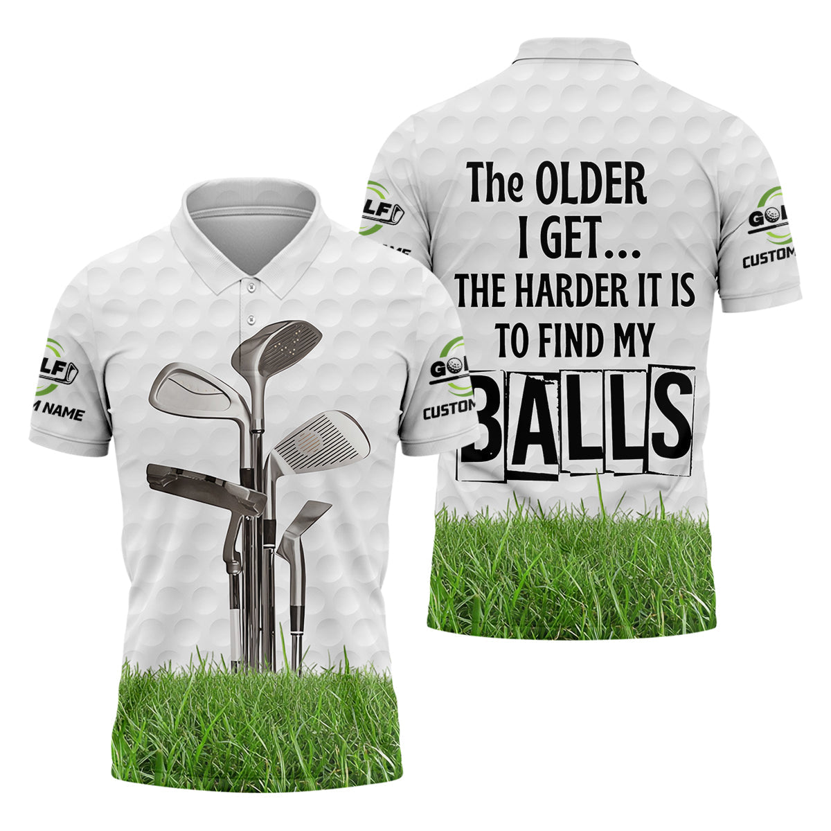 The Older I Get The Harder It Is To Find My Balls Custom Men's Golf Polo Shirt, Funny Golf Shirt, Dad Golf Gift