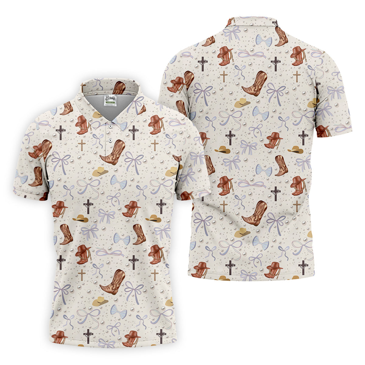 Coquette Pattern Western Golf Shirt, Fun Golf Shirts For Men, Men's Golf Polo, Golfing Apparel