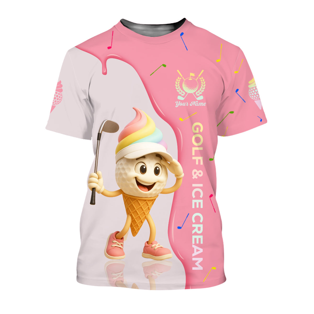 Golf And Ice Cream Funny Womens Golf Polo Shirt, Womens Golf Tops, Custom Ladies Golf Shirt