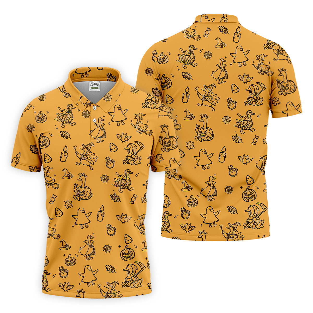 Goose Halloween, Doodle Pattern, Yellow Golf Shirt, Mens Funny Golf Shirts, Long Sleeve Golf Shirts, Men Golf Polo