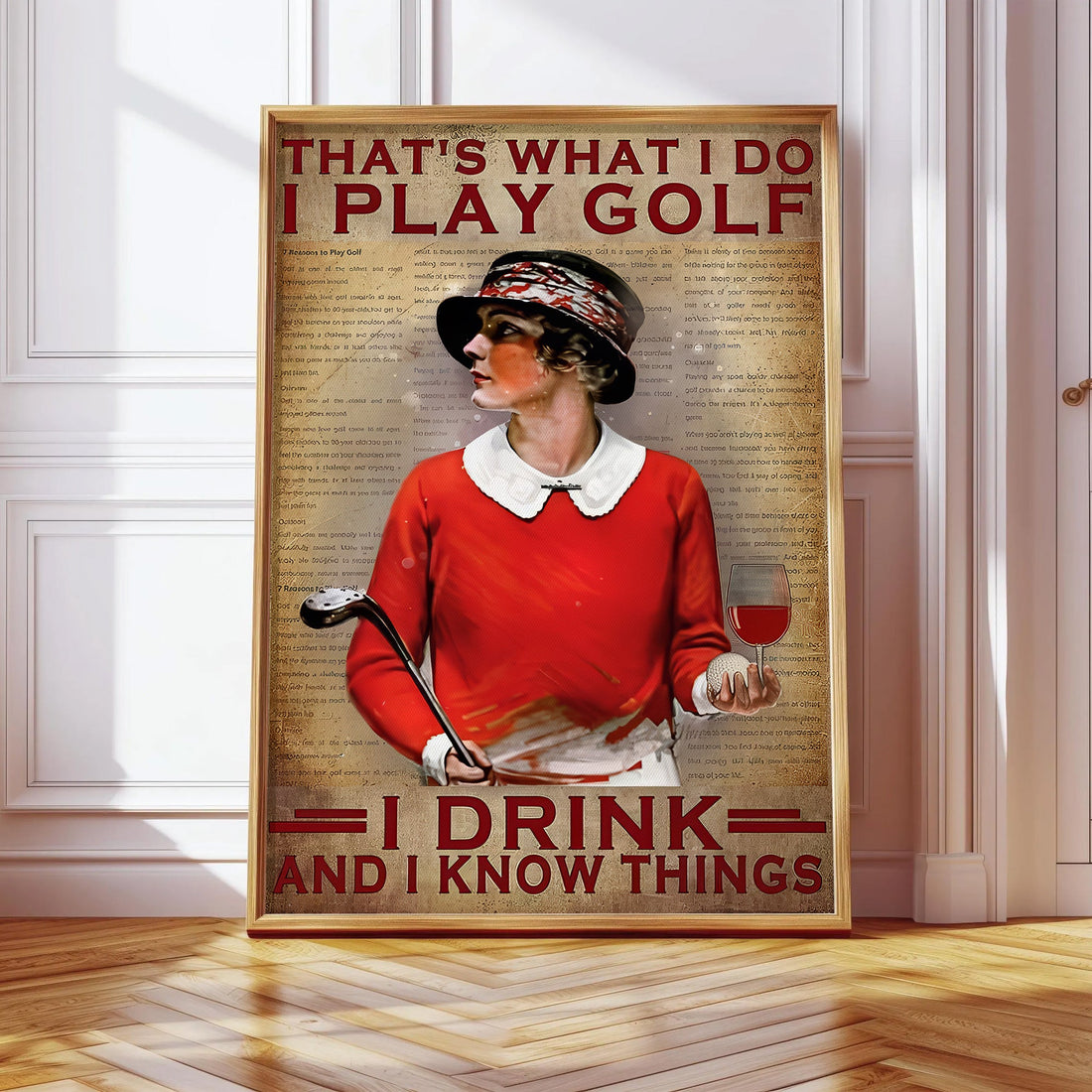 That's What I Do I Play Golf I Drink And I Know Things Canvas Wall Art, Golf Decor, Gift For Golf Lovers