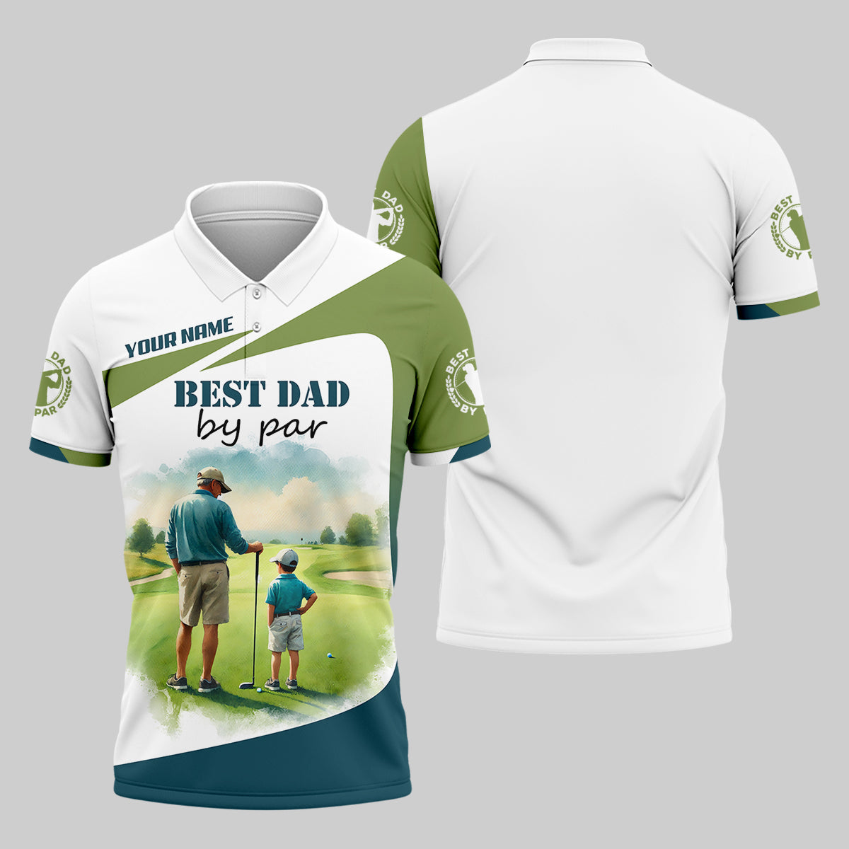 Custom Best Dad By Par Golf Polo Shirt, Father And Son Shirt, Gift For Golfers