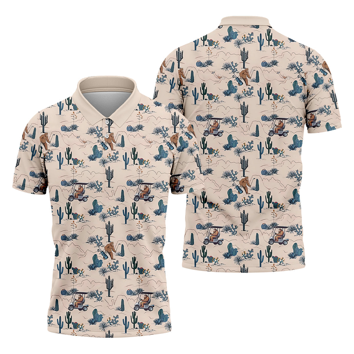 Bigfoot On The Green Men's Golf Polo Shirt, Funny Golf Shirt, Men Golf Gifts