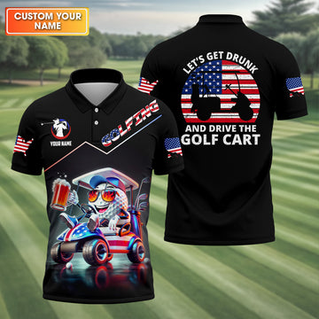 Let's Get Drunk Custom Men's Golf Polo Shirt, Funny Golf Shirt, Dad Golf Gift