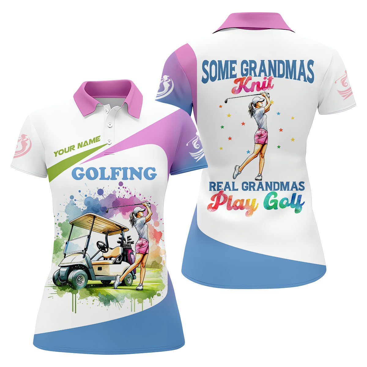 Some Grandmas Knit Real Grandmas Play Golf Funny Womens Golf Polo Shirt, Ladies Golf Shirt
