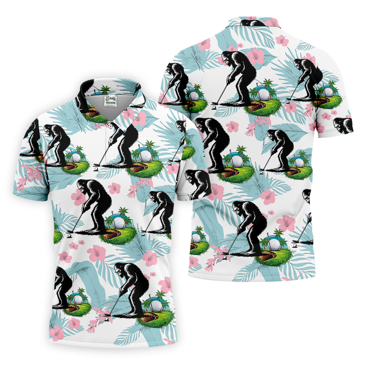 Bigfoot Shirt, Sasquatch Golf Shirt, Hawaiian Golf Shirts, Matching Golf Shirts, Golf Shirts For Men