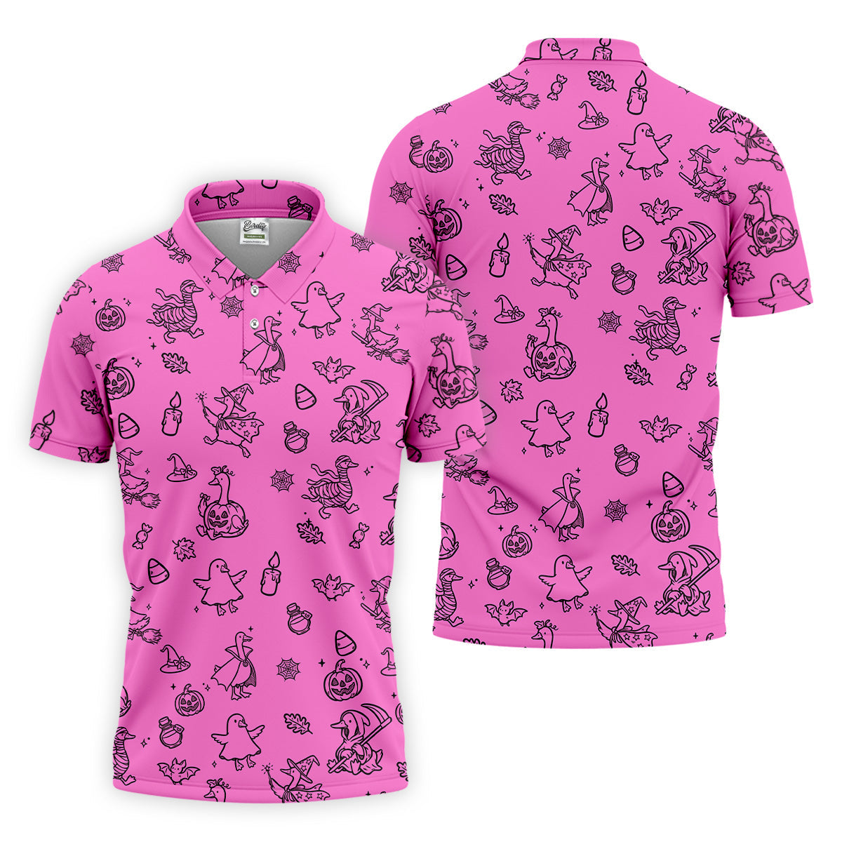 Goose Halloween, Doodle Pattern, Hot Pink Golf Shirt, Mens Funny Golf Shirts, Long Sleeve Golf Shirts, Men Golf Polo