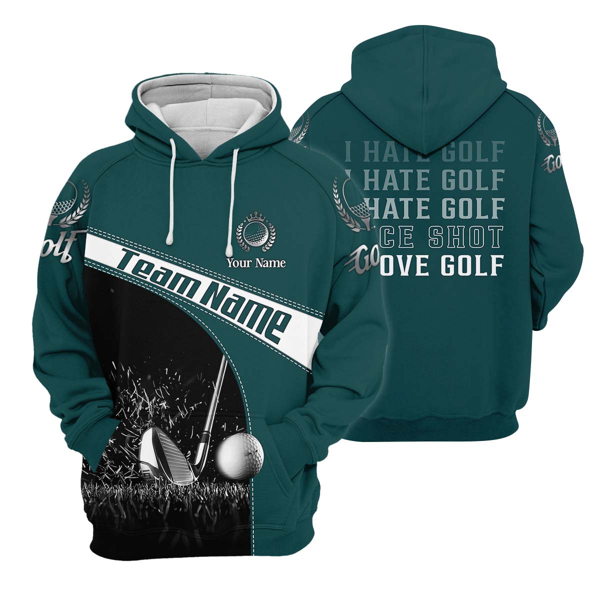 Love-Hate Custom Golf Polo Shirt, Golfing Apparel, Mens Golf Gift, Gifts For Golf Lovers