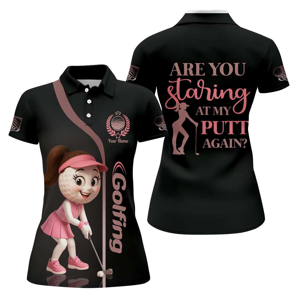 Are You Staring At My Putt Again Custom Womens Golf Polo Shirt, Ladies Golf Shirts, Womens Golf Clothes