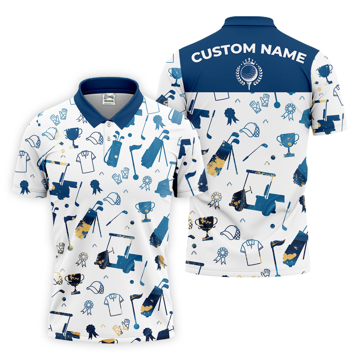 Personalized Golf Pattern Shirt, Men Golf Polo, Matching Golf Shirts, Men's Long Seeve Golf Shirts