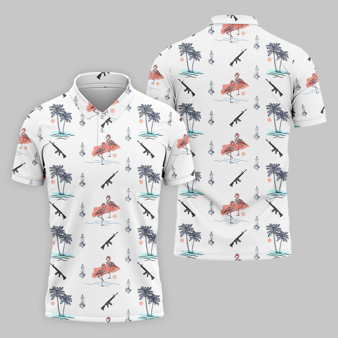 Flamingo Golf Polo Shirt, Mens Golf Gift, Funny Golf Shirt, Tropical Shirt