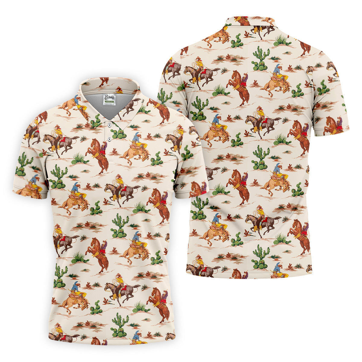 Cowboy Western Beige Polo Shirt, Western Golf Shirt, Unique Gift For Golfer, Funny Golf Shirt For Men