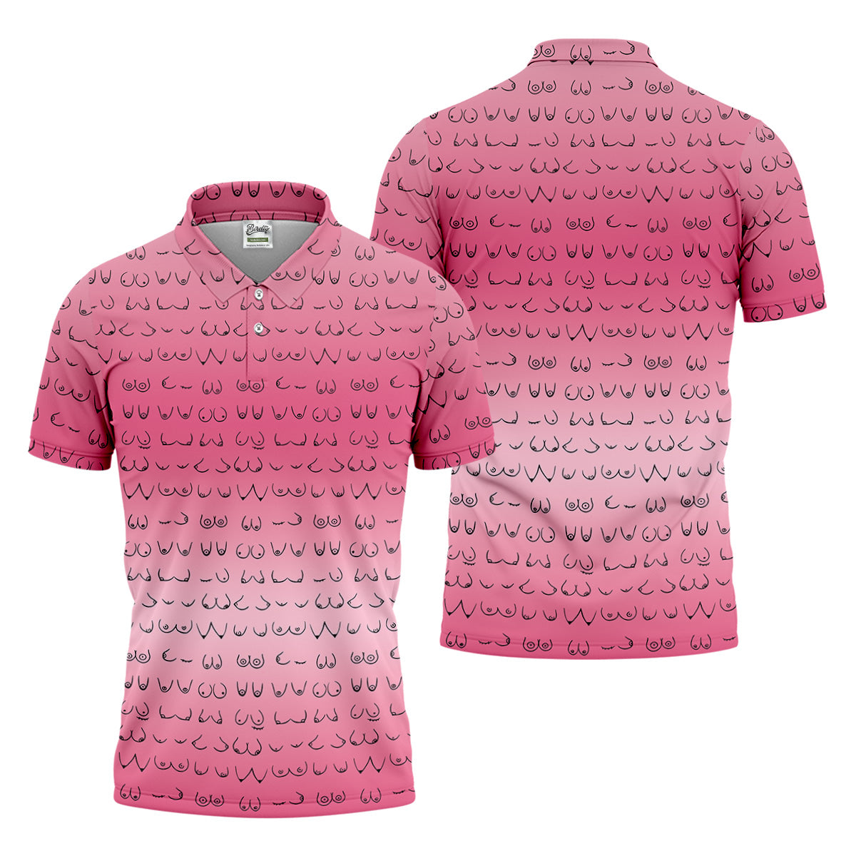 Funny Boobs Men's Pink Golf Polo, Golf Tops For Men, Unique Gift For Golfer, Golfing Apparel