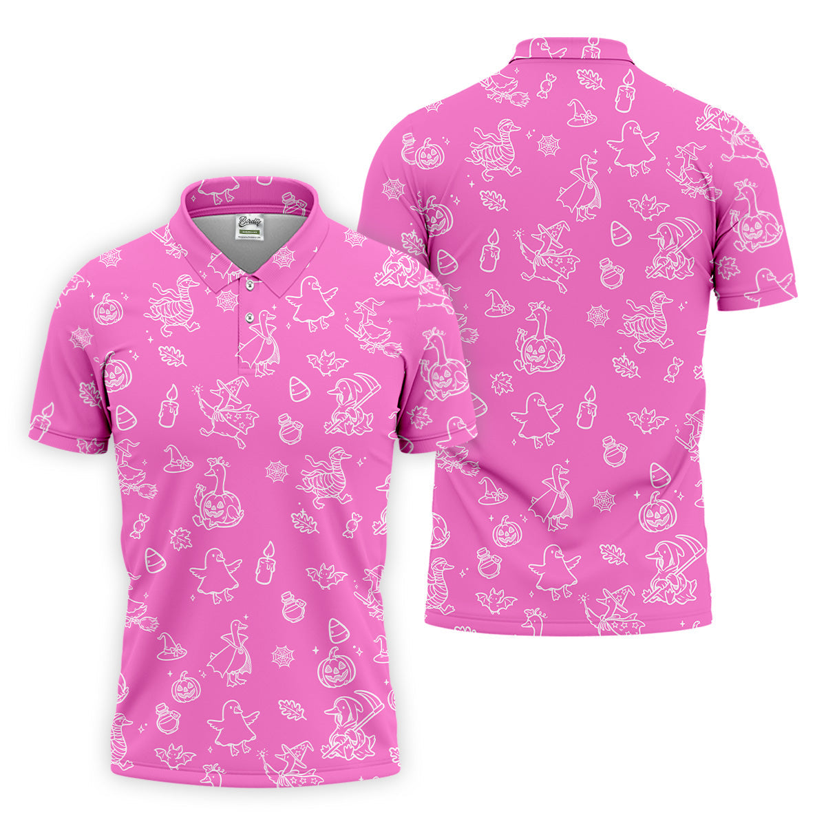 Goose Halloween, Doodle Pattern, Pink Golf Shirt, Mens Funny Golf Shirts, Long Sleeve Golf Shirts, Men Golf Polo