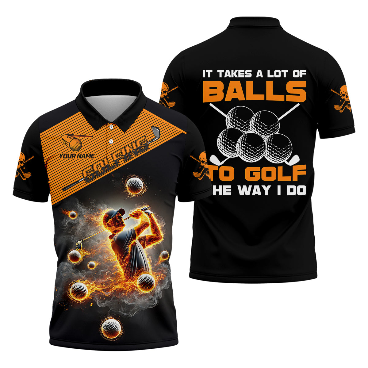 It Takes A Lot Of Balls To Golf The Way I Do Custom Men's Golf Polo Shirt, Dad Golf Gift
