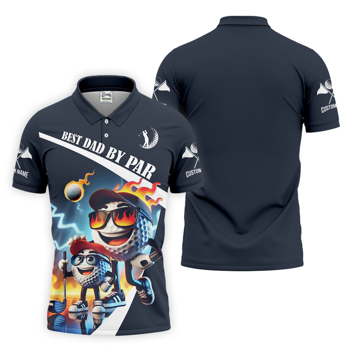Best Dad By Par Custom Funny Golf Polo Shirt, Christmas Golf Gift