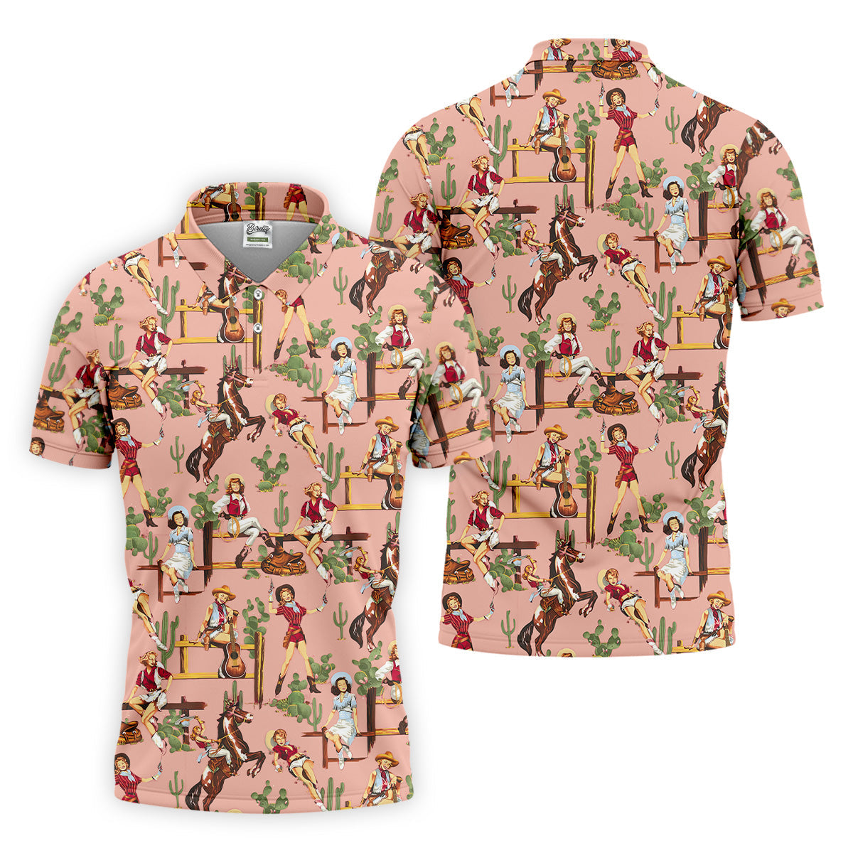 Desert Cowgirl Western Golf Shirt, Mens Golf Polo Shirts, Unique Gift For Golfer, Golfing Apparel