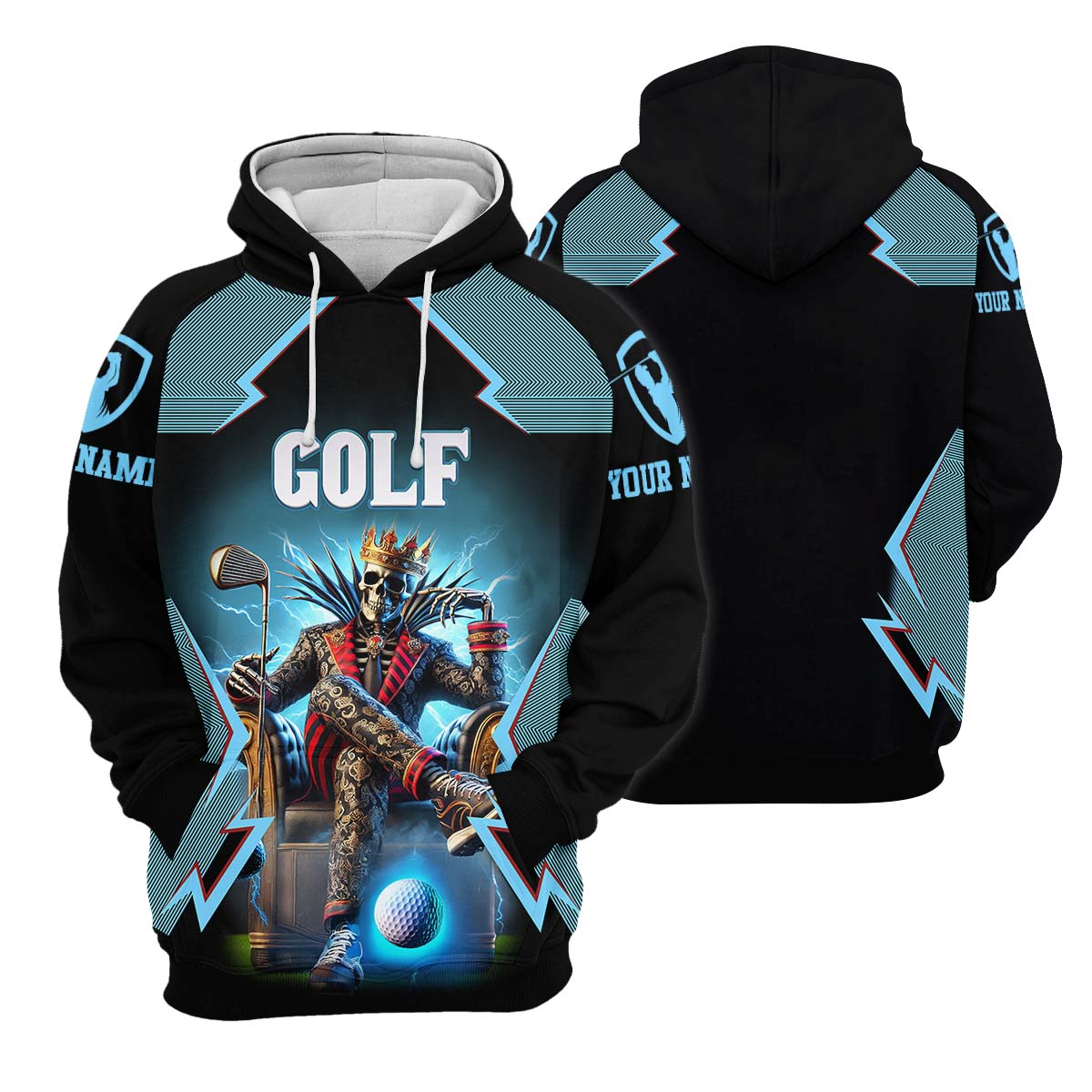 Skeleton King Custom Men's Golf Polo Shirt, Golfing Apparel, Gift For Golfers