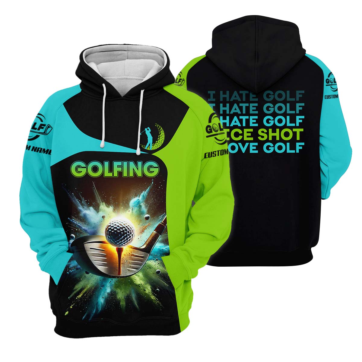 I Hate Golf Nice Shot I Love Golf, Custom Men's Golf Polo Shirt, Golfing Apparel, Gift For Golf Lover