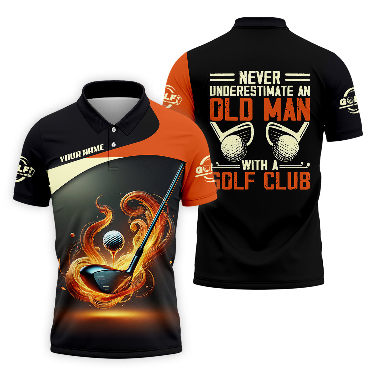 Never Underestimate An Old Man With A Golf Club Custom Funny Golf Polo Shirt, Christmas Golf Gift