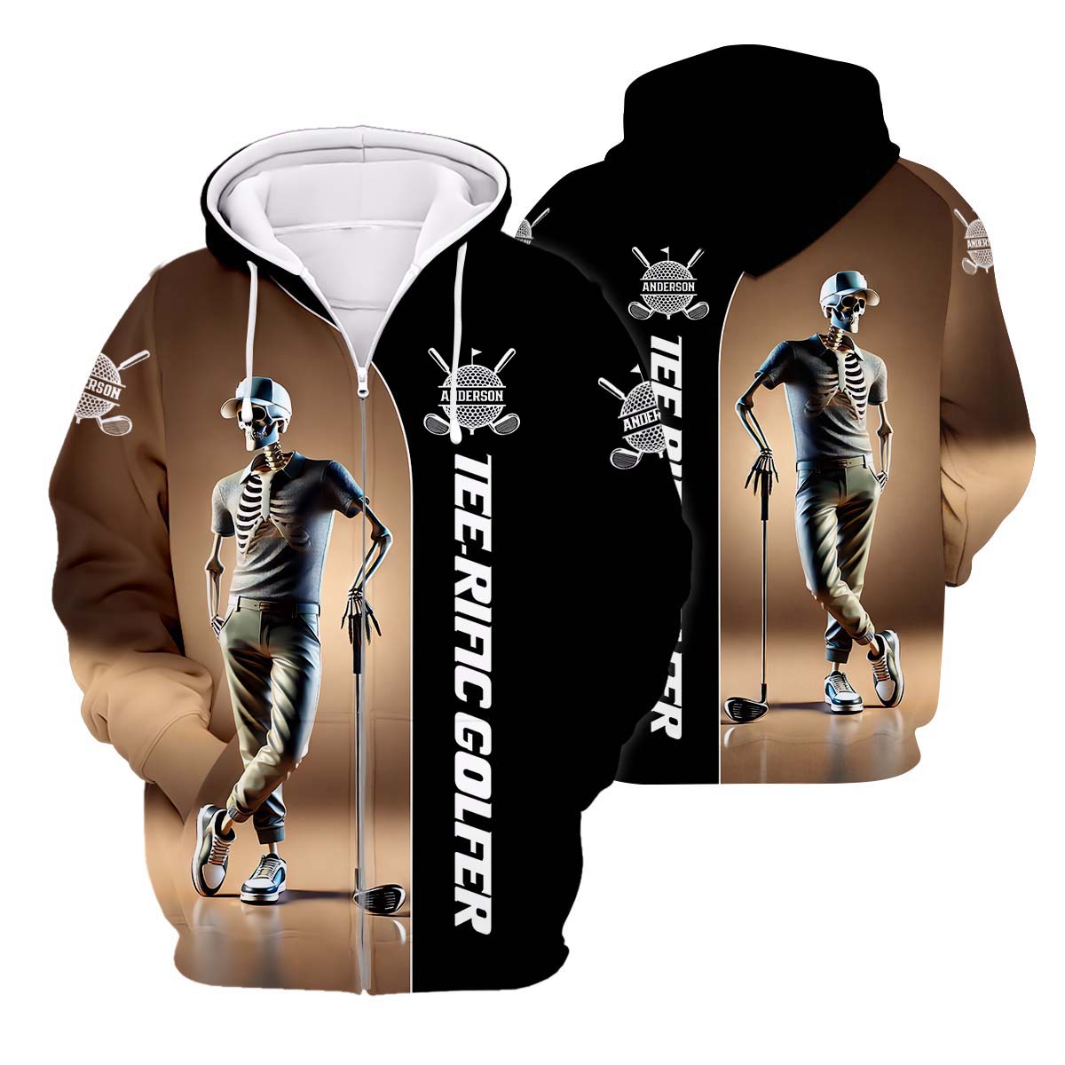 Teerific Skeleton Golfer Custom Golf Shirt, Personalized Golf Shirt, Unique Gift For Golfer