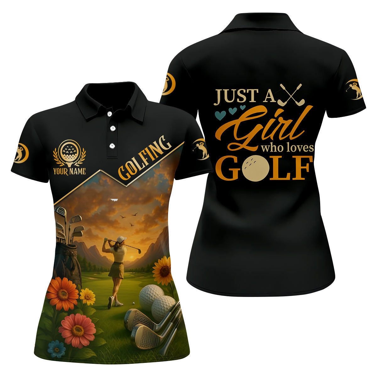 Just A Girl Who Loves Goft Custom Womens Golf Polo Shirt, Ladies Golf Shirts, Womens Golf Clothes