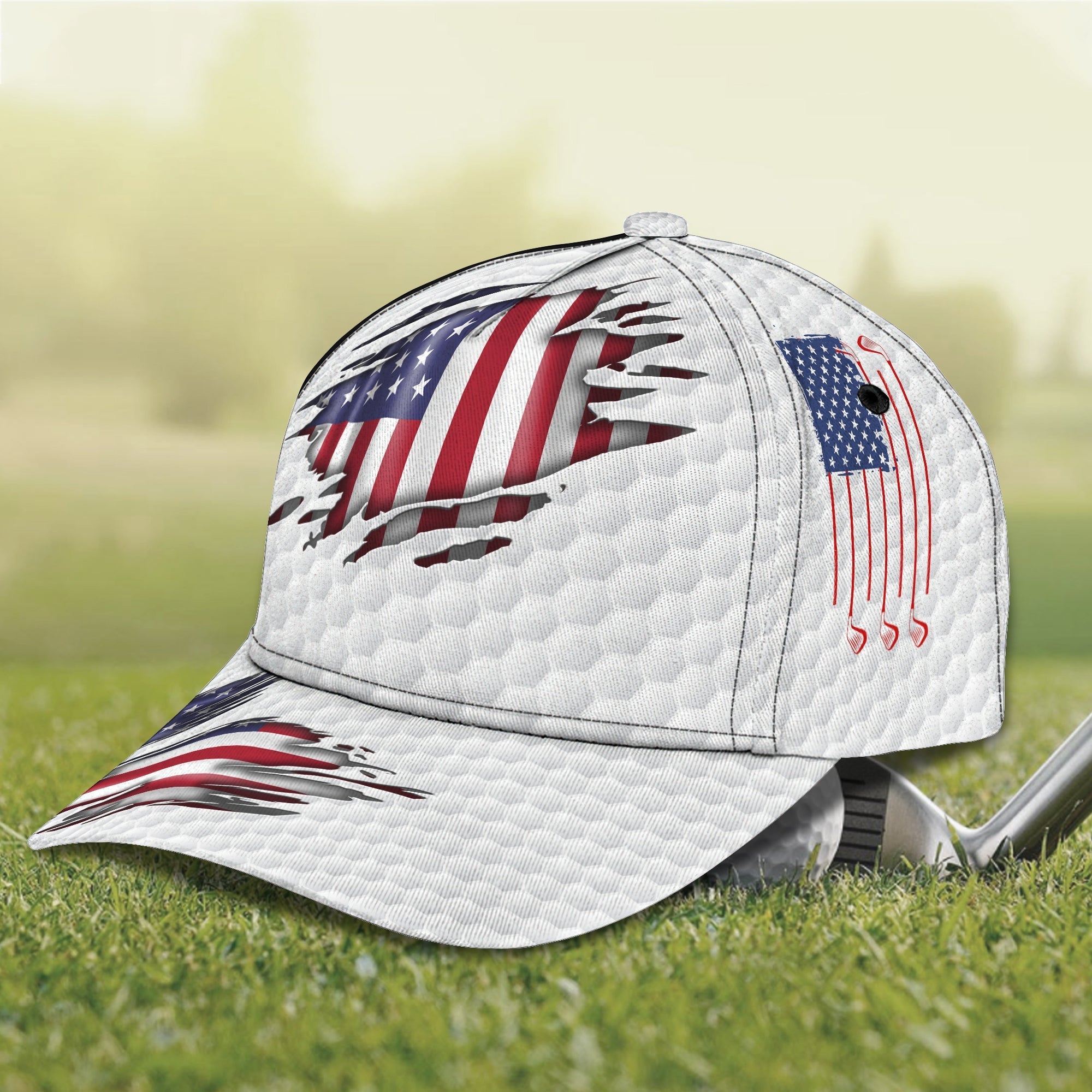 US Flag Cap, 3D Full Print Golf Cap, Gifts For Golfers