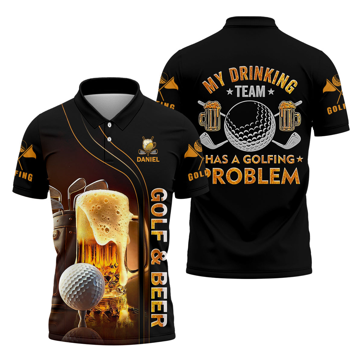My Drinking Team Has Golfing Problem Beer Custom Men's Golf Polo Shirt, Mens Golf Gift, Funny Golf Shirt