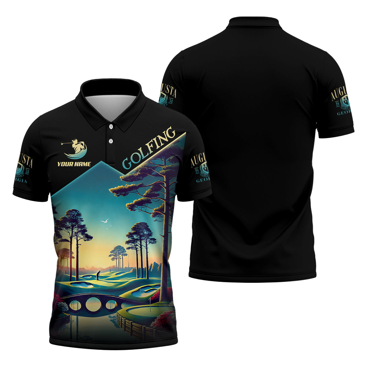 Custom Augusta Georgia Hogan Bridge Men's Golf Polo Shirt, Golfing Apparel, Golf Gifts For Men