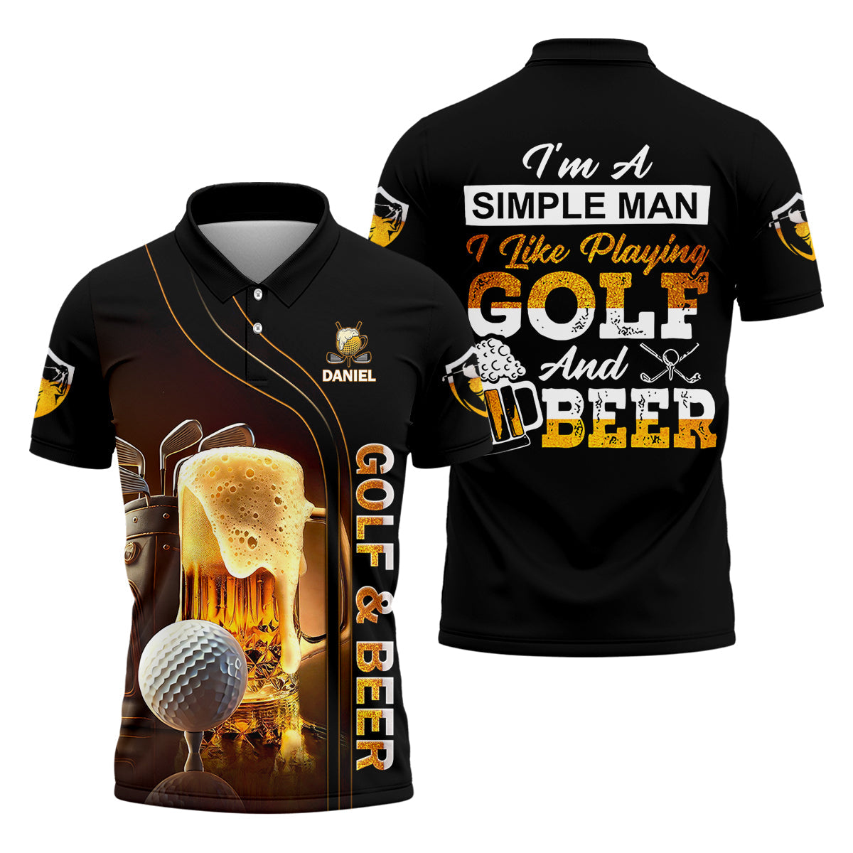 I'm A Simple Man I Like Playing Golf & Beer Custom Funny Golf Polo Shirt, Dad Golf Gifts