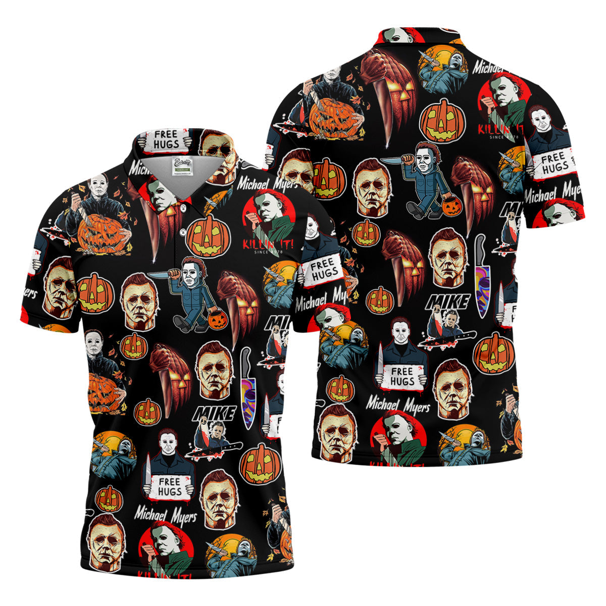 Michael Myers Halloween Golf Tops For Men, Mens Funny Golf Shirts, Horror Movie Shirt