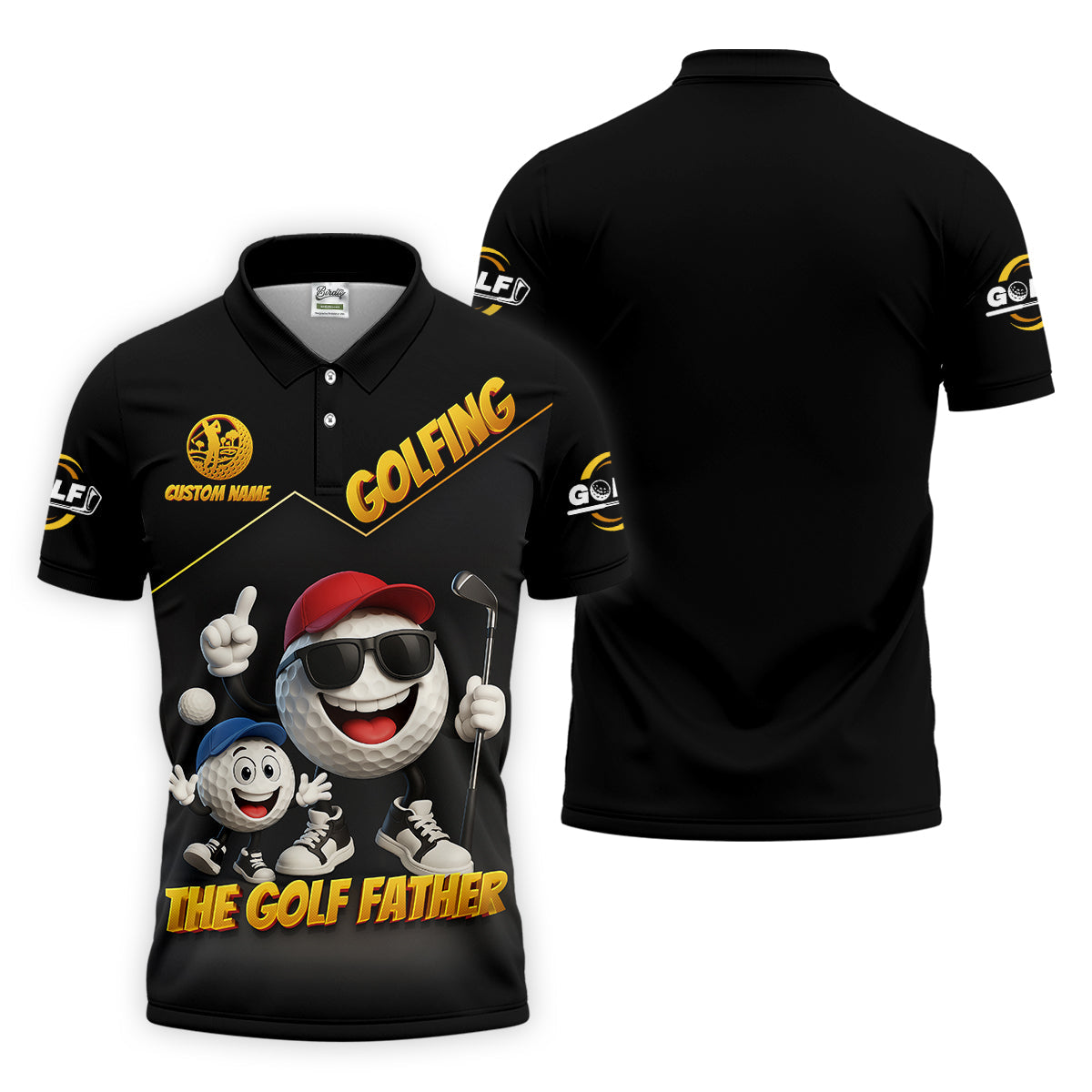 The Golf Father Custom Men's Golf Polo Shirt, Dad Golf Gift, Christmas Golf Gift