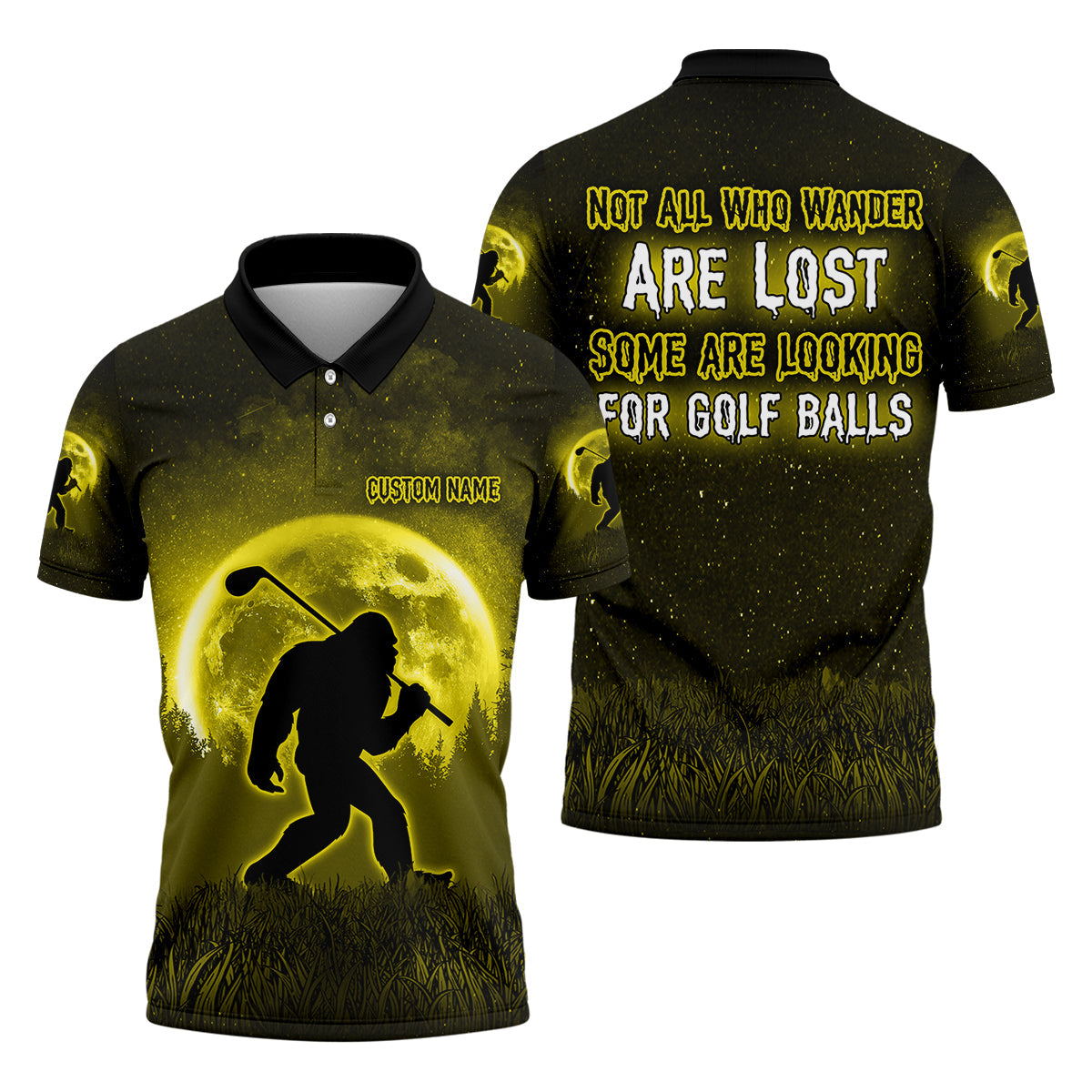 Custom Bigfoot Golf Polo Shirt, Mens Golf Gift, Funny Golf Shirt, Golf Gift For Dad