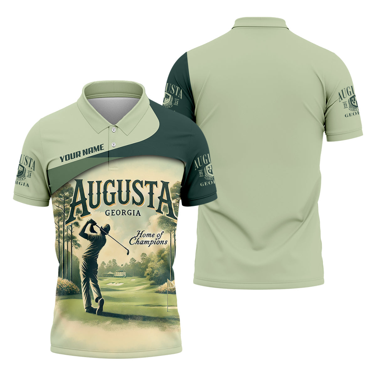 Custom Augusta Georgia Men's Golf Polo Shirt, Mens Golf Gift, Mens Golf Shirt