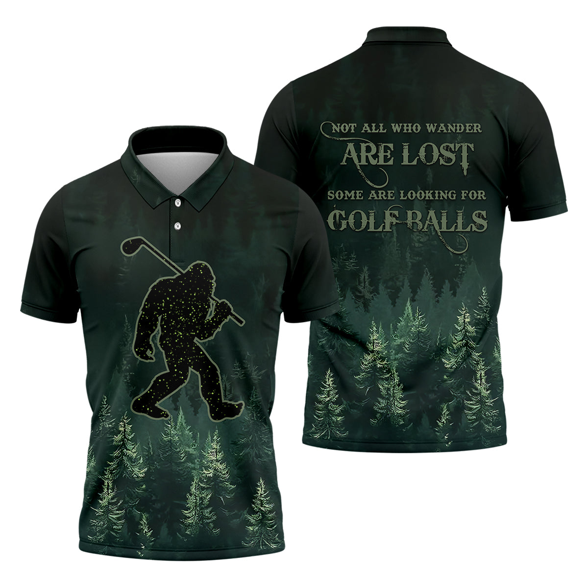 Where Did My Golf Ball Go Bigfoot Men's Golf Polo Shirt, Funny Bigfoot Golf Shirt, Dad Golf Gift