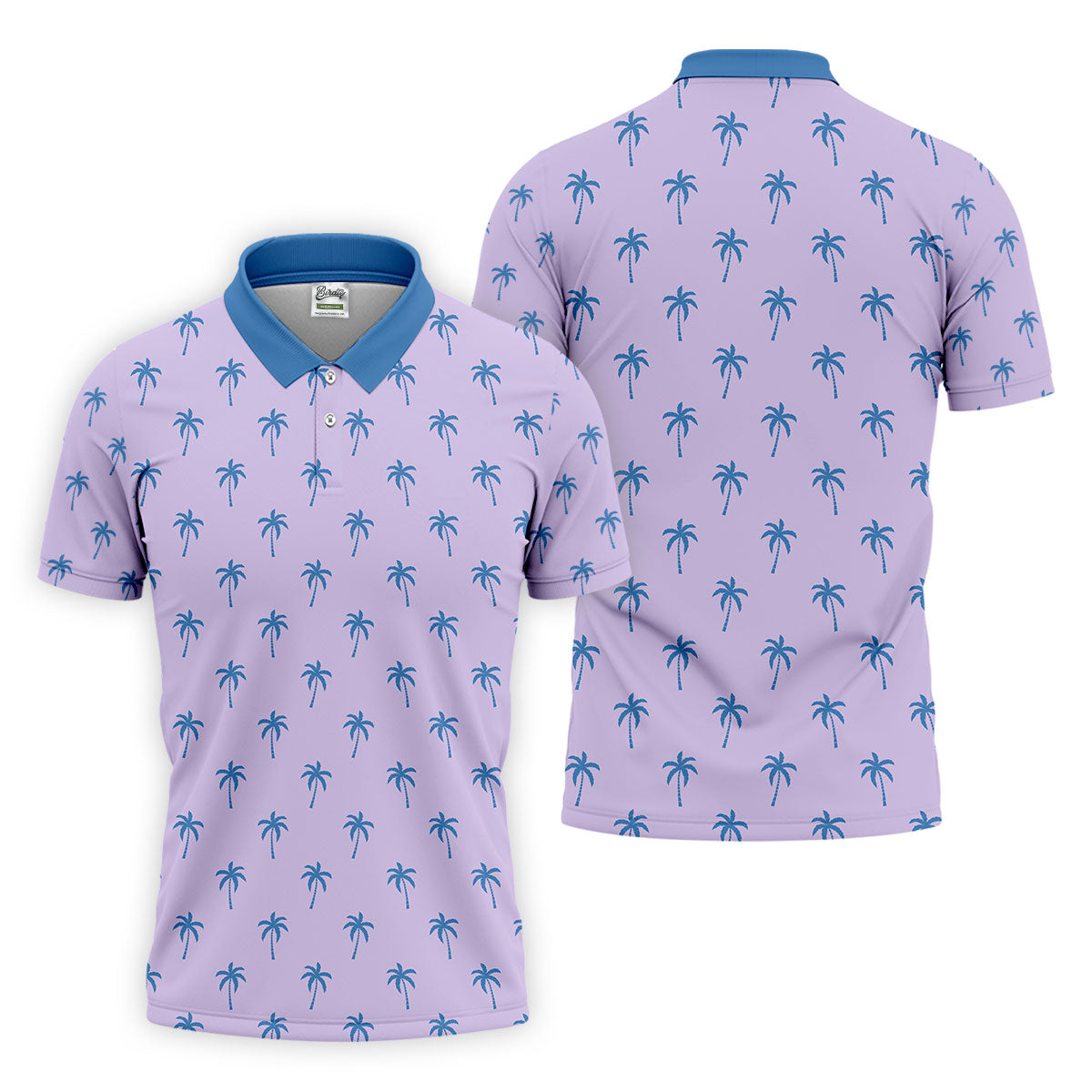 Palm Tree Pattern Hawaiian Polo Golf Shirts, Mens Hawaiian Golf Shirts, Matching Golf Shirts For Couple