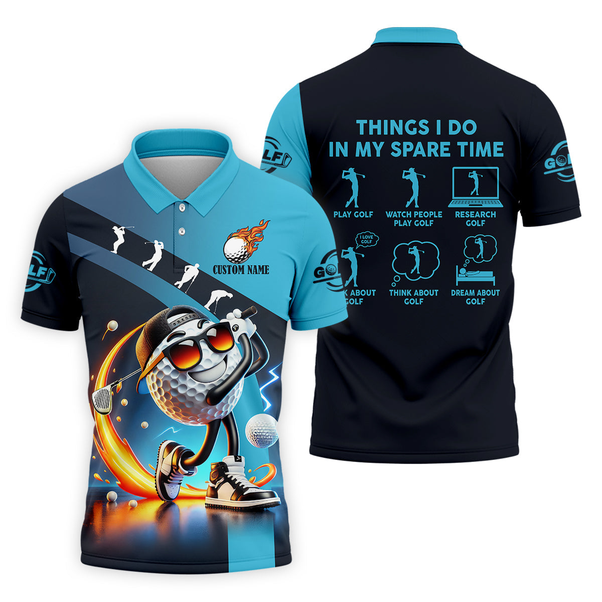 Things I Do In My Spare Time Custom Funny Golf Polo Shirt, Christmas Golf Gift